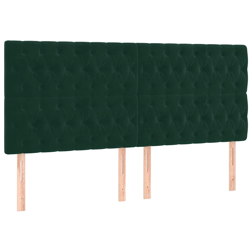 sengeramme med sengegavl 180x200 cm fløjl mørkegrøn