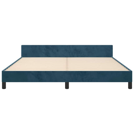sengeramme med sengegavl 180x200 cm fløjl mørkeblå