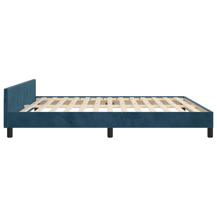 sengeramme med sengegavl 180x200 cm fløjl mørkeblå