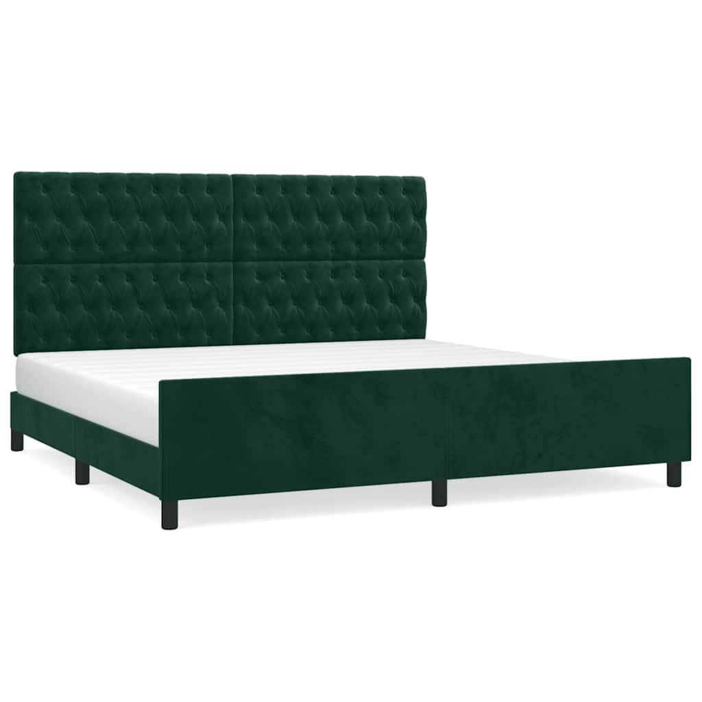Sengeramme uden madras Mørkegrøn 200x200 cm Fløjl