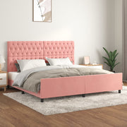 sengeramme med sengegavl 200x200 cm fløjl pink