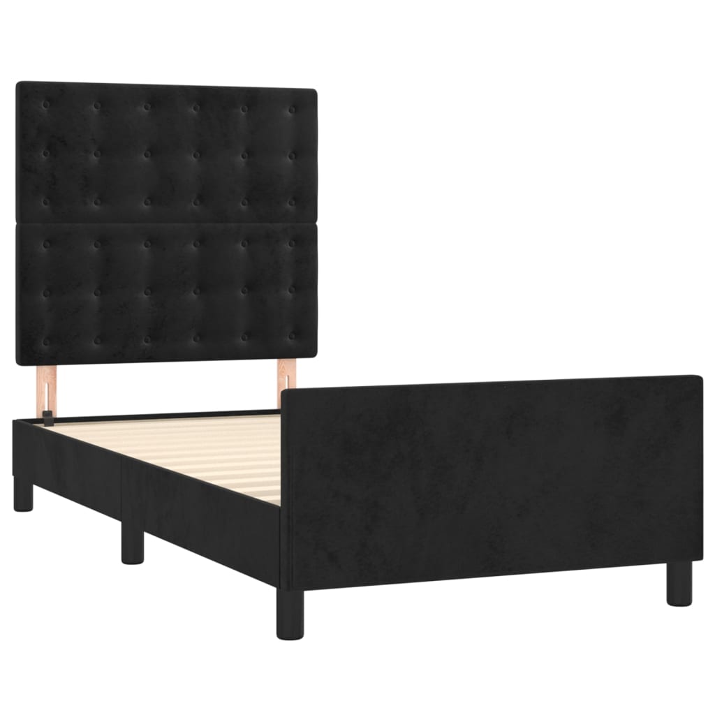 sengeramme med sengegavl 80x200 cm fløjl sort