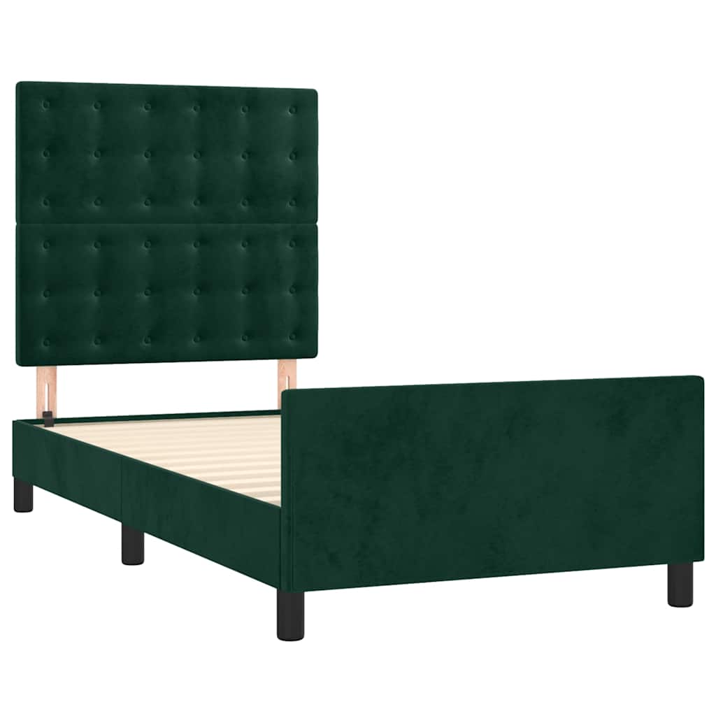 Sengeramme uden madras Mørkegrøn 80x200 cm Fløjl