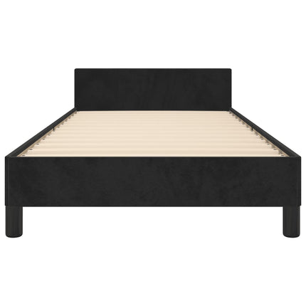 sengeramme med sengegavl 90x190 cm fløjl sort