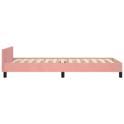 sengeramme med sengegavl 90x190 cm fløjl lyserød