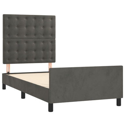 Sengeramme uden madras Mørkegrå 90x200 cm Fløjl