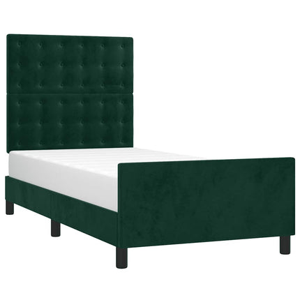 Sengeramme uden madras Mørkegrøn 100x200 cm Fløjl