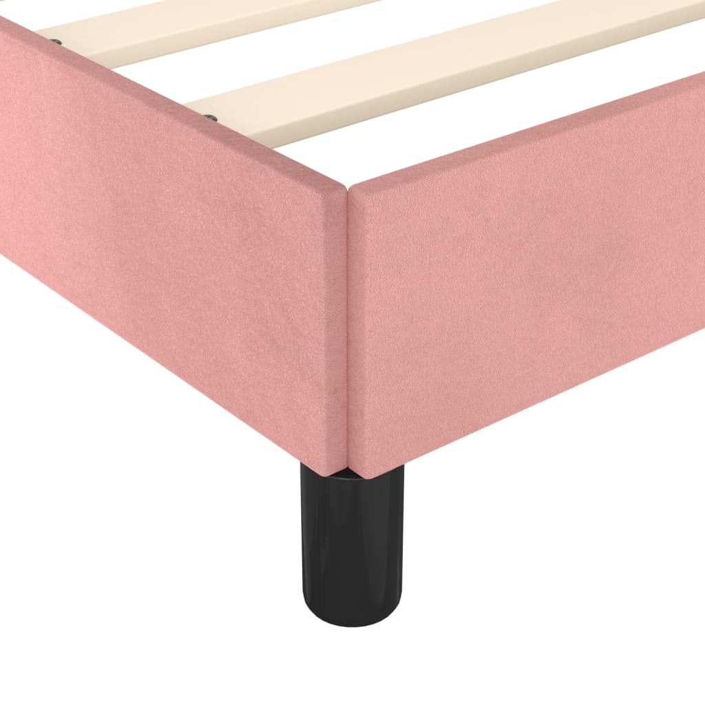 sengeramme med sengegavl 100x200 cm fløjl lyserød