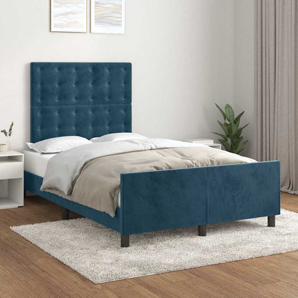 Sengeramme uden madras Mørkeblå 120x200 cm Fløjl