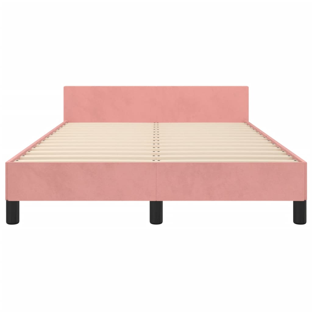 sengeramme med sengegavl 120x200 cm fløjl pink