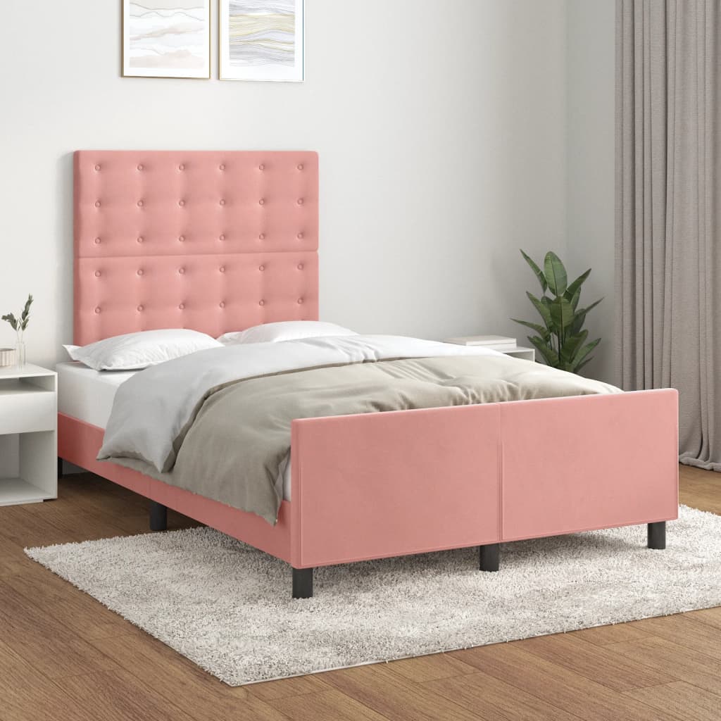sengeramme med sengegavl 120x200 cm fløjl pink