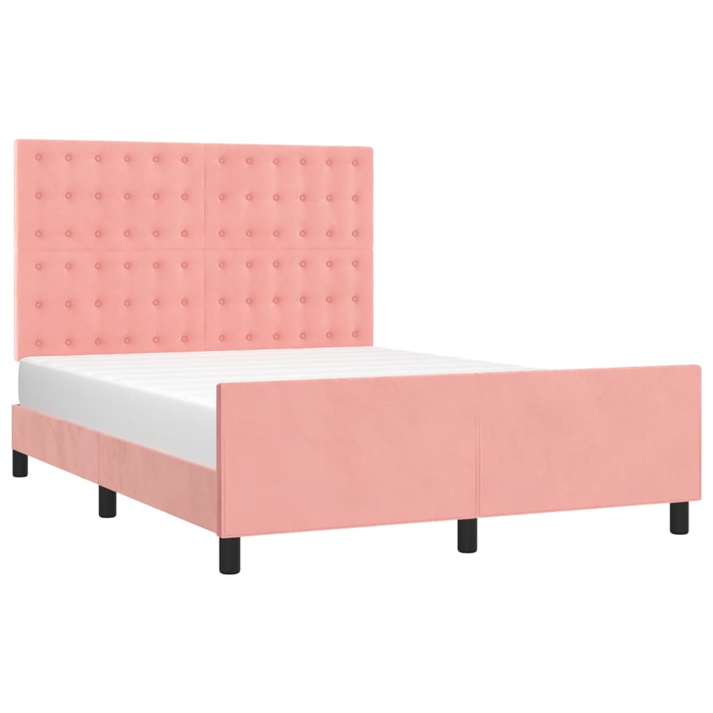 sengeramme med sengegavl 140x190 cm fløjl pink