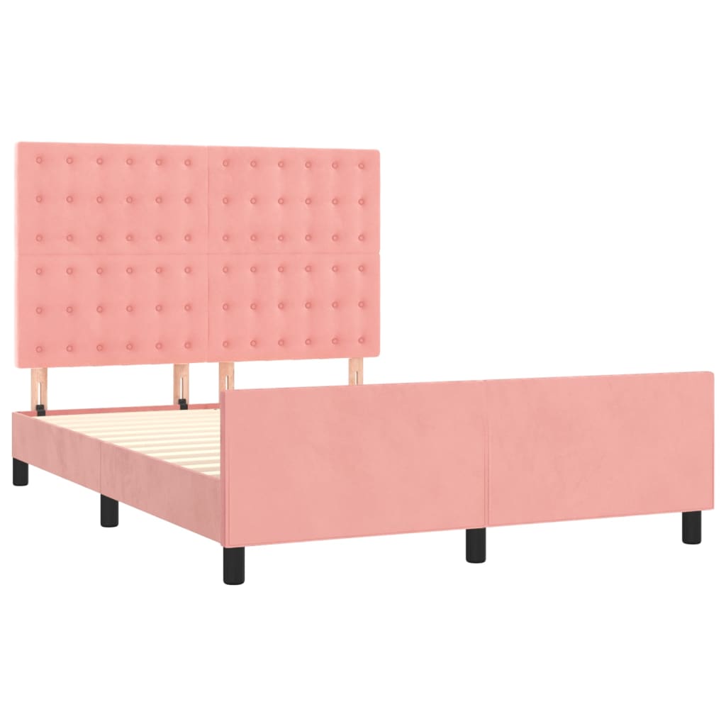 sengeramme med sengegavl 140x190 cm fløjl pink
