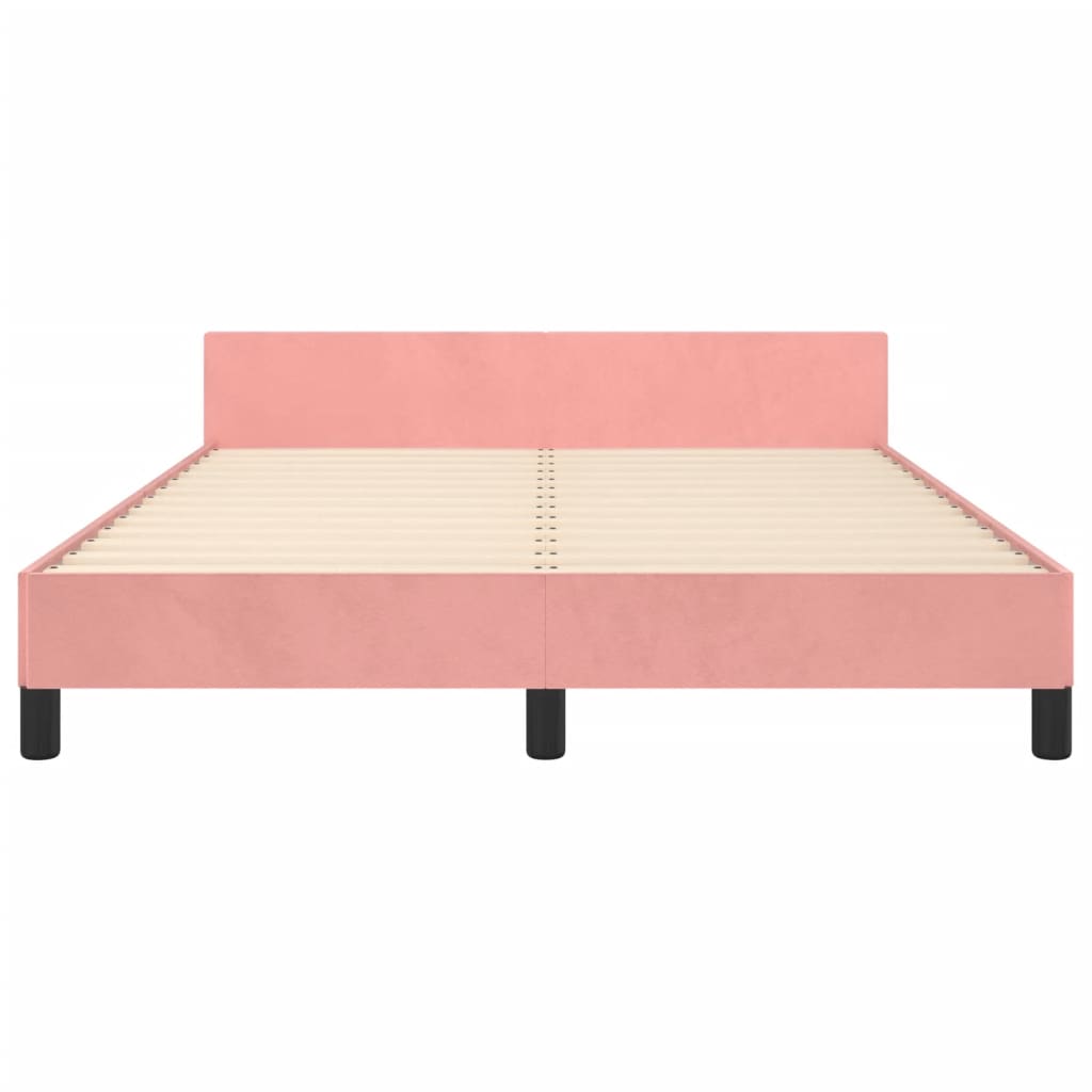 sengeramme med sengegavl 140x190 cm fløjl pink