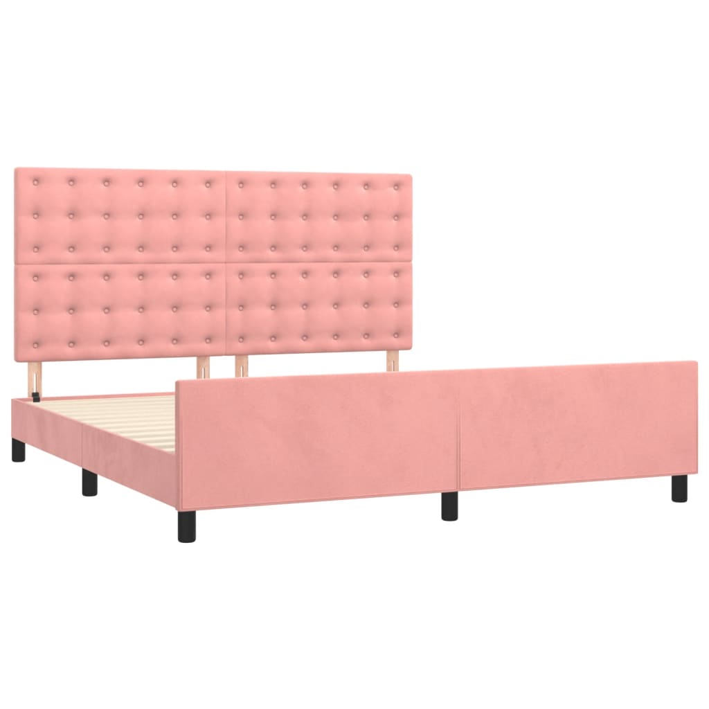 sengeramme med sengegavl 160x200 cm fløjl pink