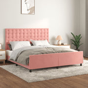 sengeramme med sengegavl 160x200 cm fløjl pink