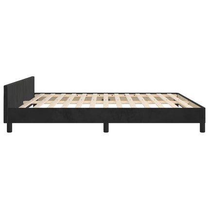 sengeramme med sengegavl 180x200 cm fløjl sort