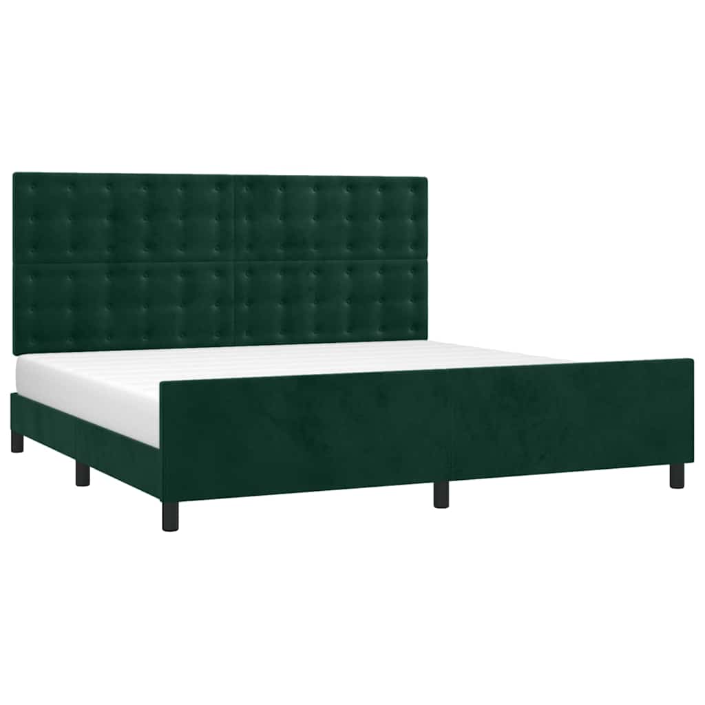 Sengeramme uden madras Mørkegrøn 200x200 cm Fløjl