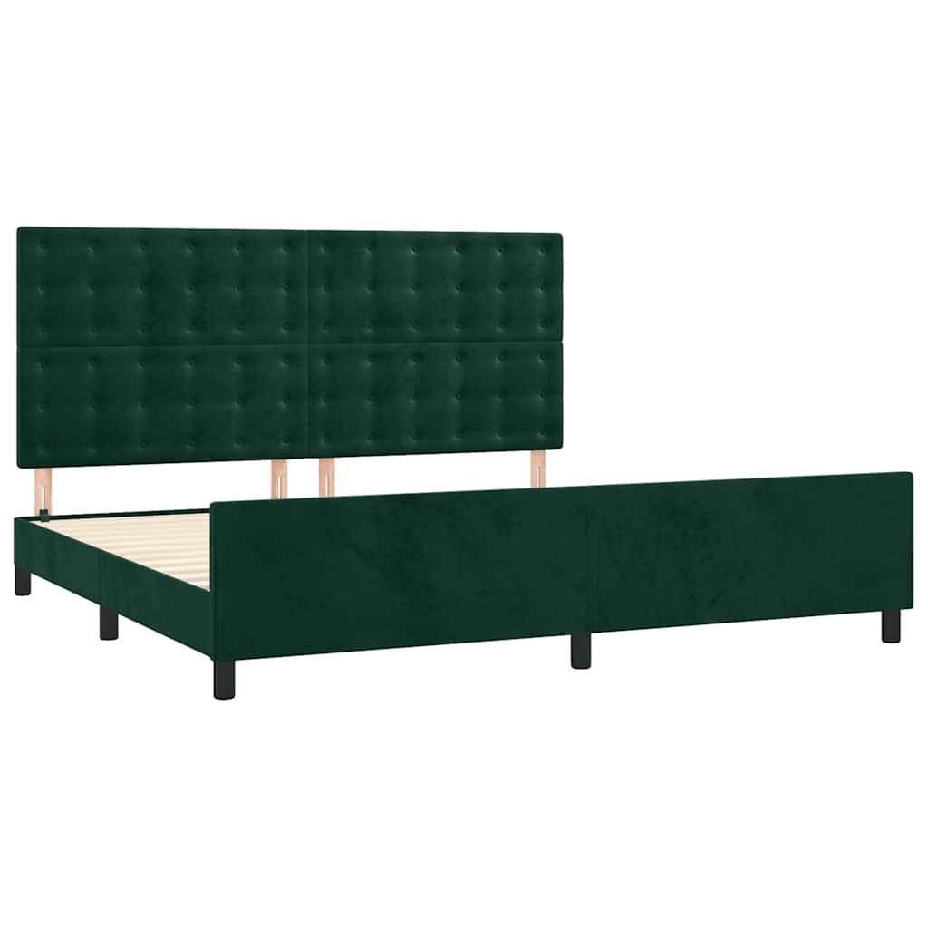 Sengeramme uden madras Mørkegrøn 200x200 cm Fløjl