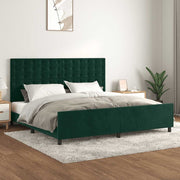 Sengeramme uden madras Mørkegrøn 200x200 cm Fløjl