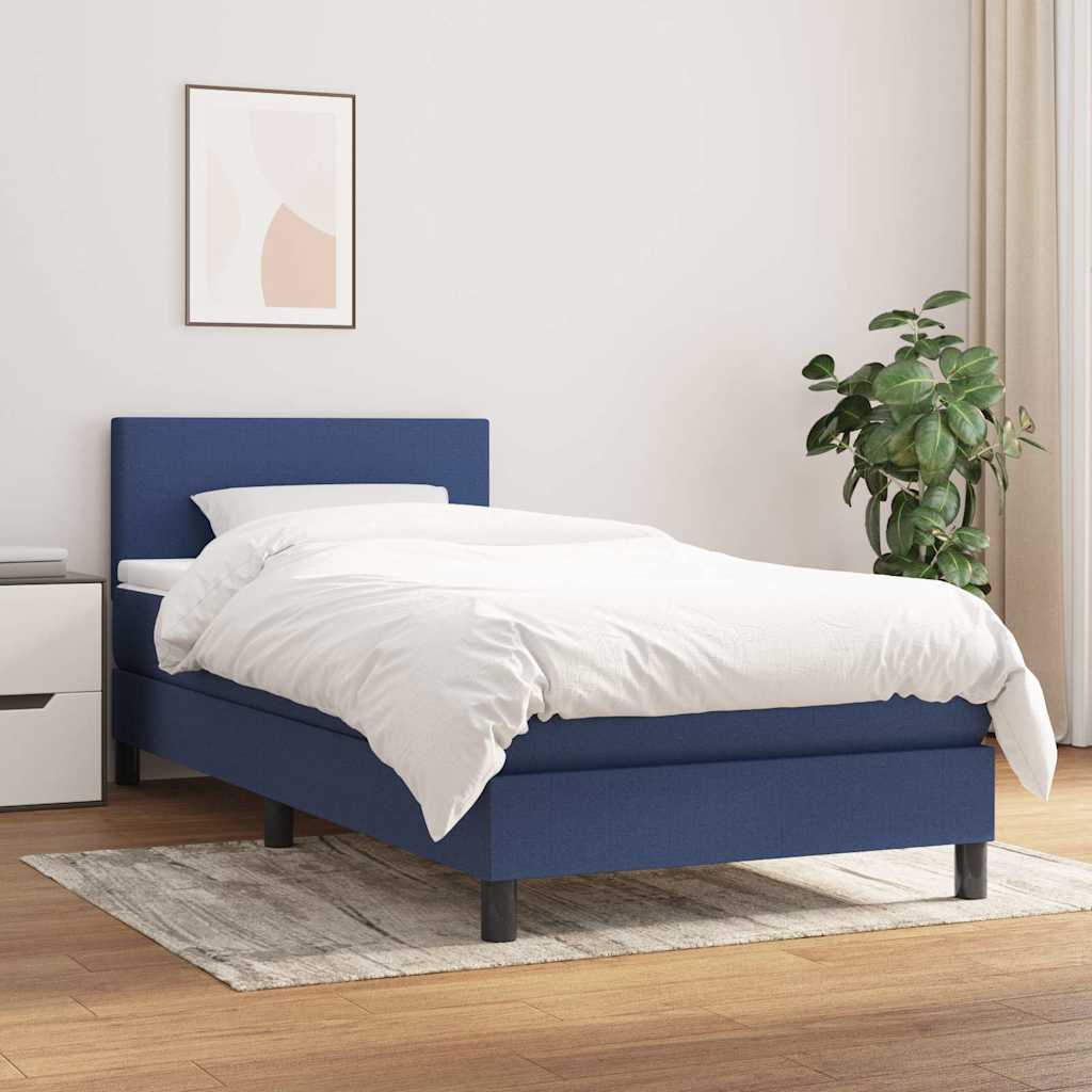 kontinentalseng med madras 80x200 cm stof blå