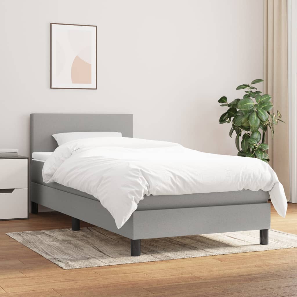 kontinentalseng med madras 90x190 cm stof lysegrå