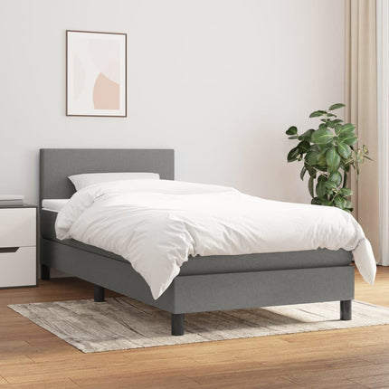 kontinentalseng med madras 90x190 cm stof mørkegrå