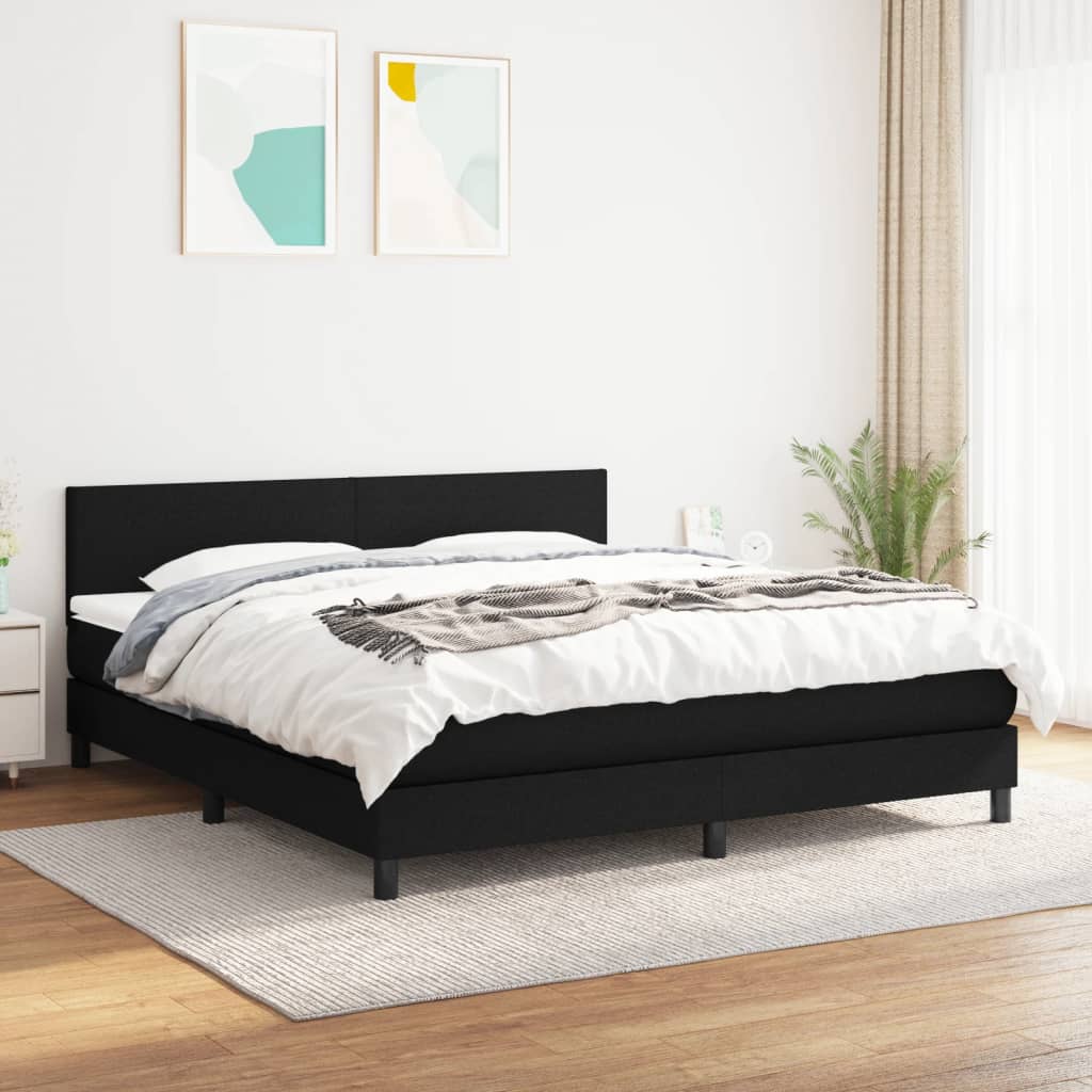 kontinentalseng med madras 180x200 cm stof sort