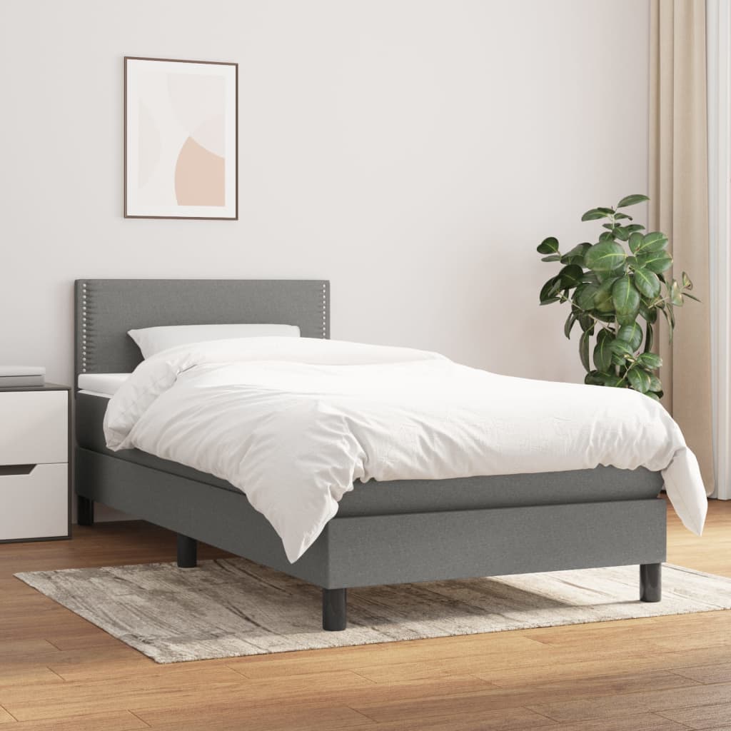 kontinentalseng med madras 90x200 cm stof mørkegrå