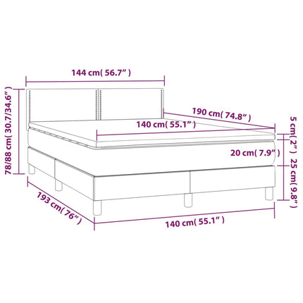 kontinentalseng med madras 140x190 cm stof cremefarvet