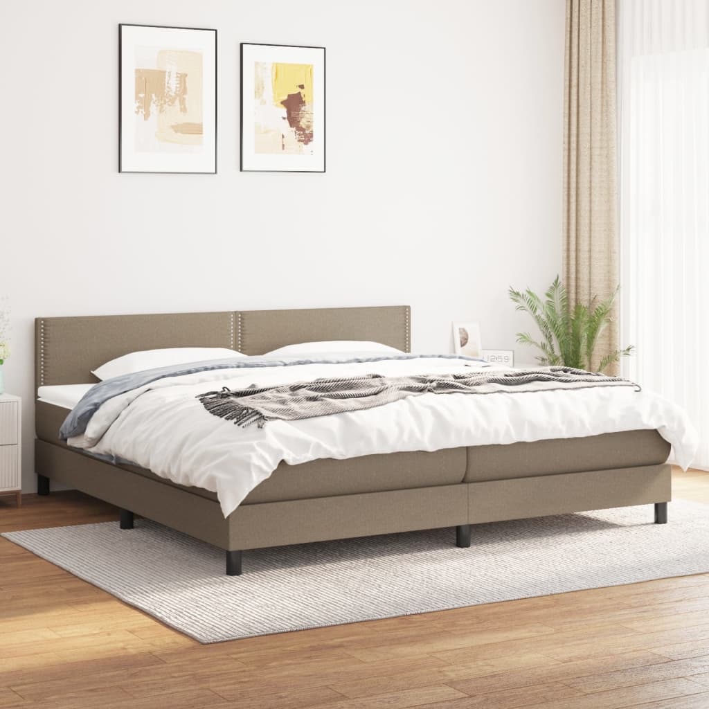 kontinentalseng med madras 200x200 cm stof gråbrun