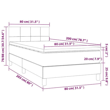 kontinentalseng med madras 80x200 cm stof mørkegrå