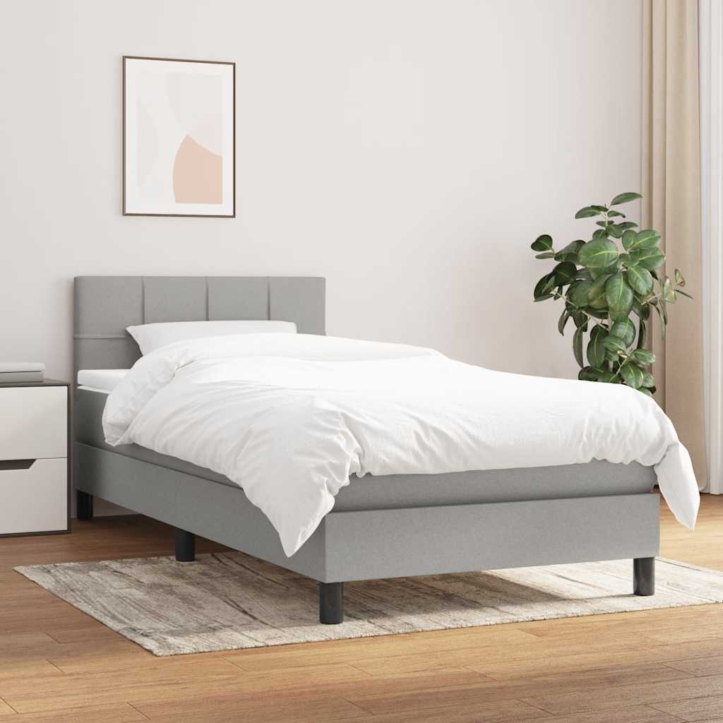 kontinentalseng med madras 90x200 cm stof lysegrå
