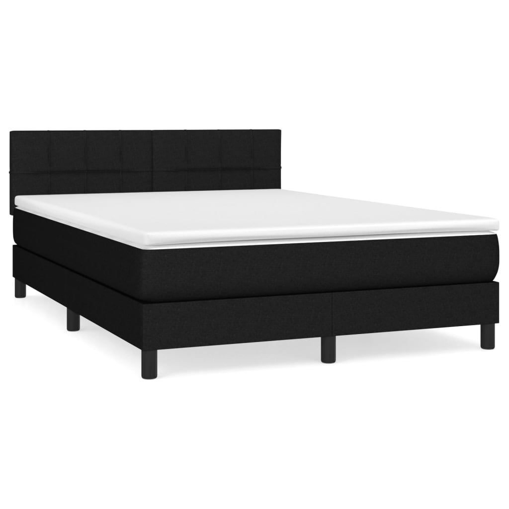kontinentalseng med madras 140x190 cm stof sort