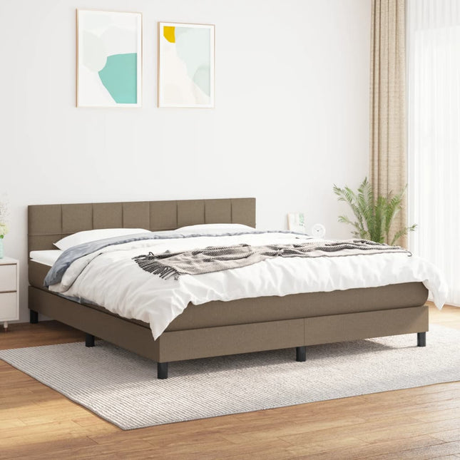 kontinentalseng med madras 160x200 cm stof gråbrun