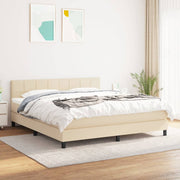 kontinentalseng med madras 180x200 cm stof cremefarvet
