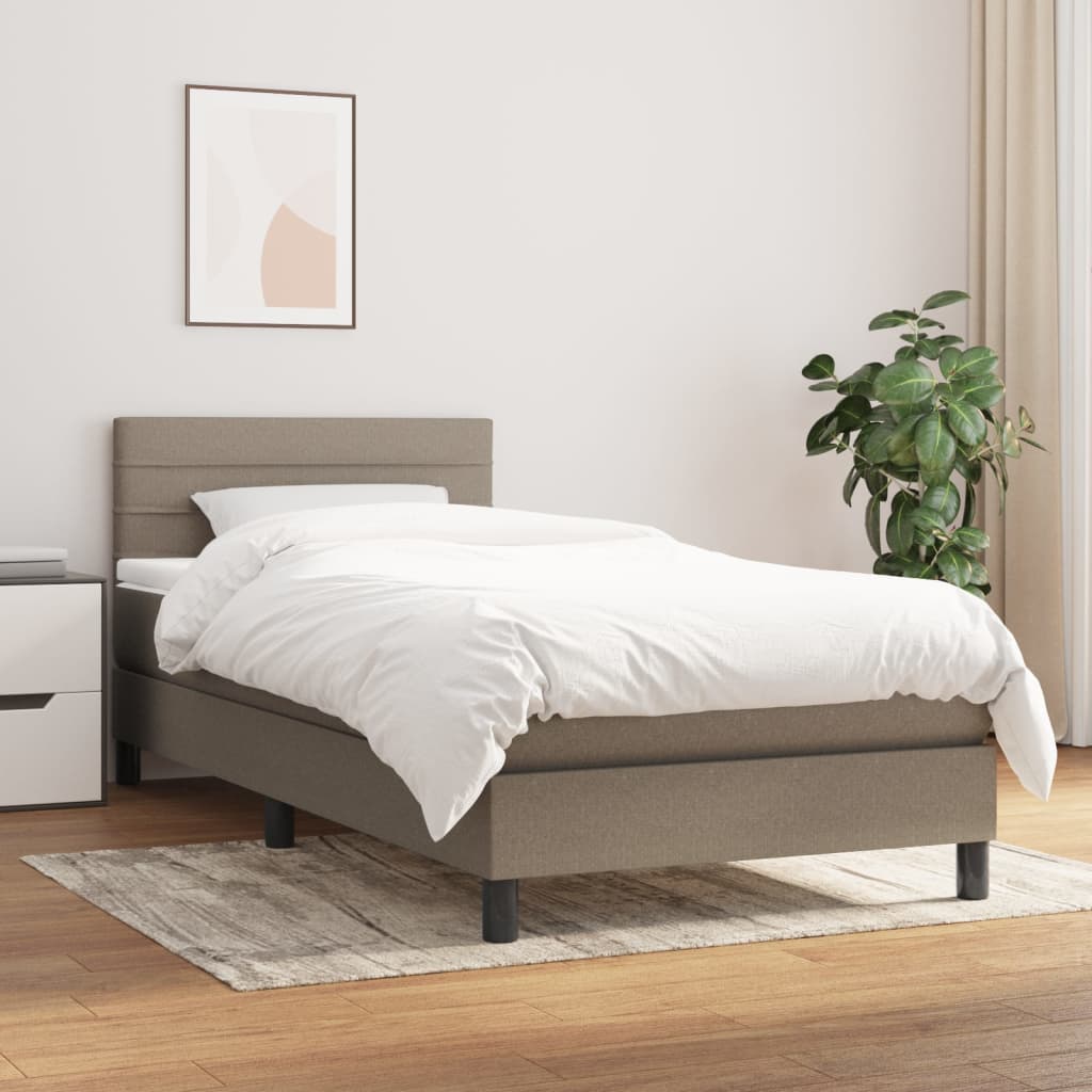 kontinentalseng med madras 90x200 cm stof gråbrun
