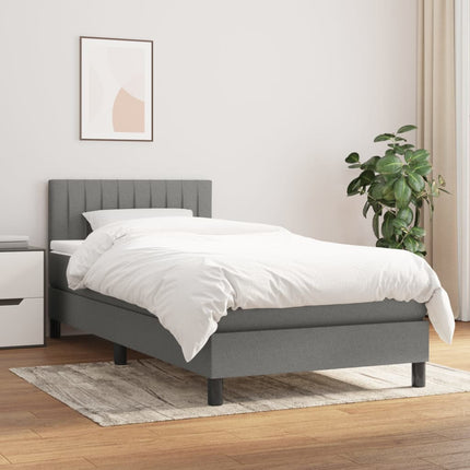 kontinentalseng med madras 90x190 cm stof mørkegrå