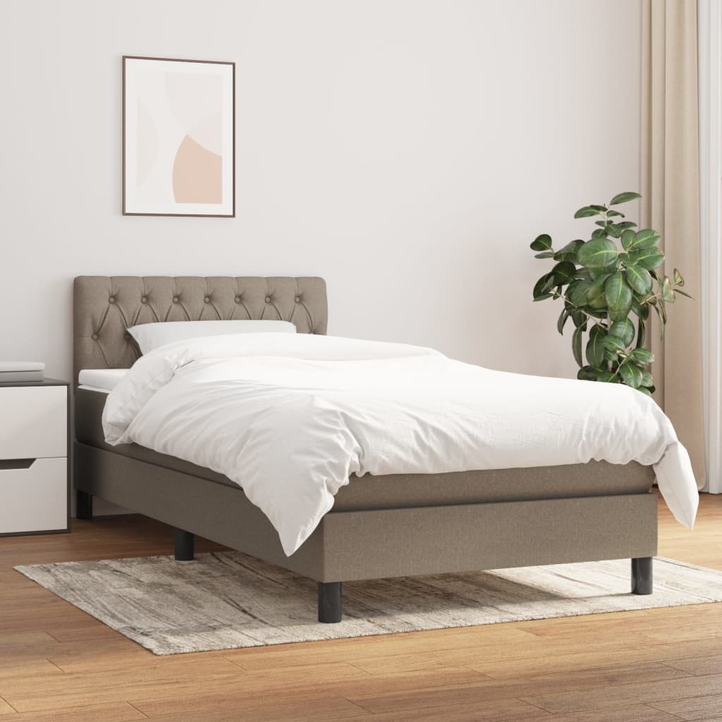 kontinentalseng med madras 90x190 cm stof gråbrun