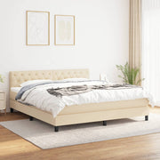 kontinentalseng med madras 160x200 cm stof cremefarvet