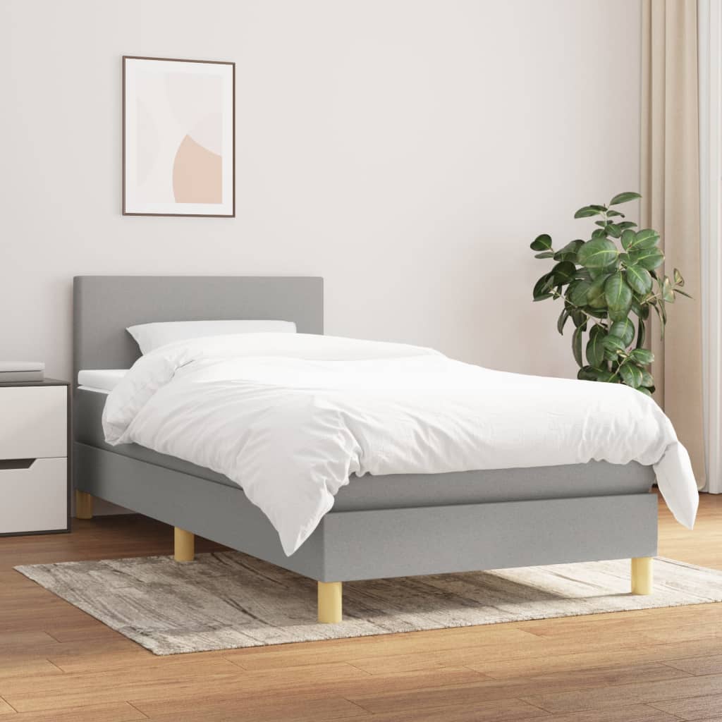 kontinentalseng med madras 100x200 cm stof lysegrå