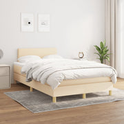 kontinentalseng med madras 120x200 cm stof cremefarvet