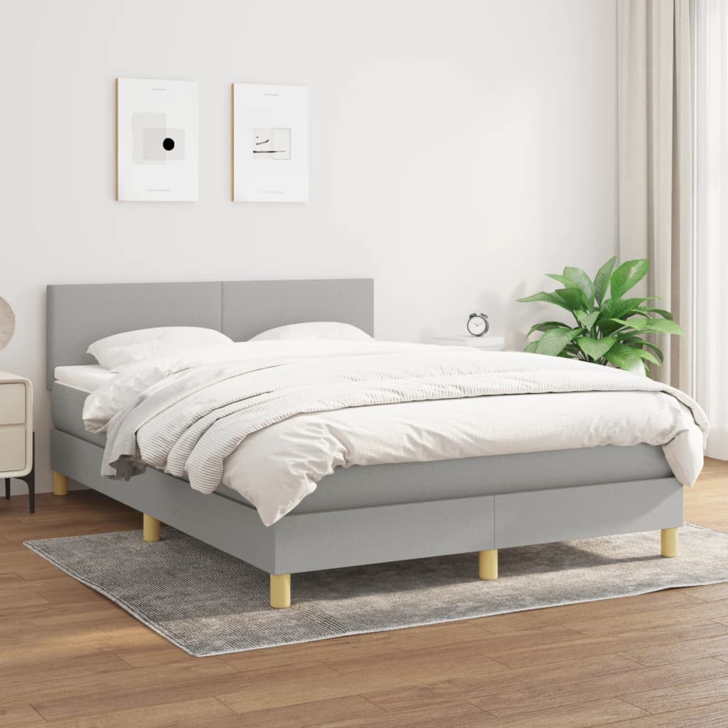kontinentalseng med madras 140x190 cm stof lysegrå