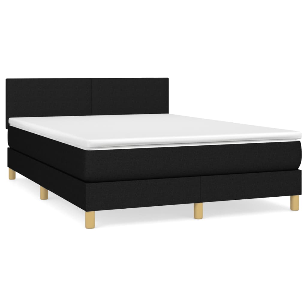 kontinentalseng med madras 140x190 cm stof sort