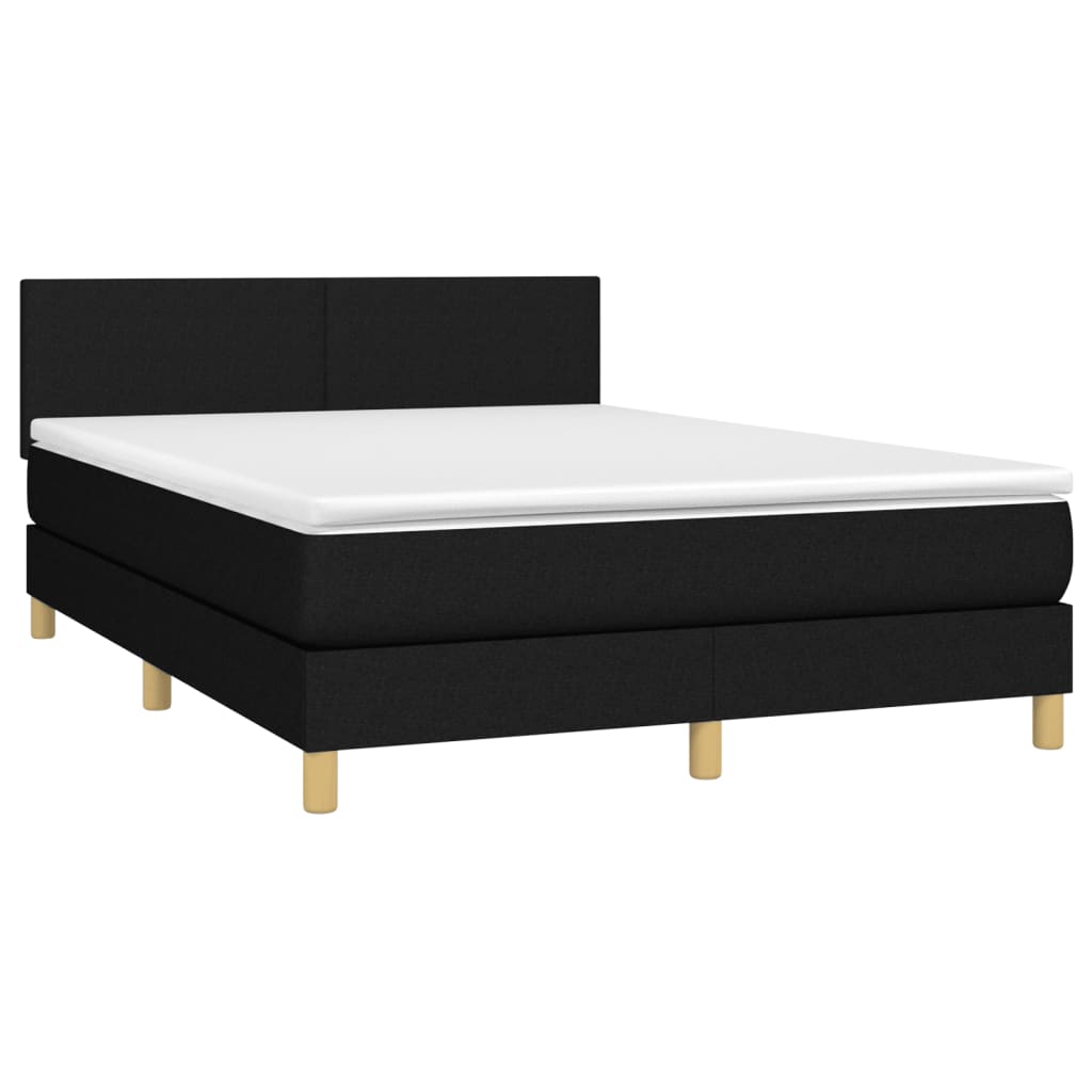 kontinentalseng med madras 140x190 cm stof sort