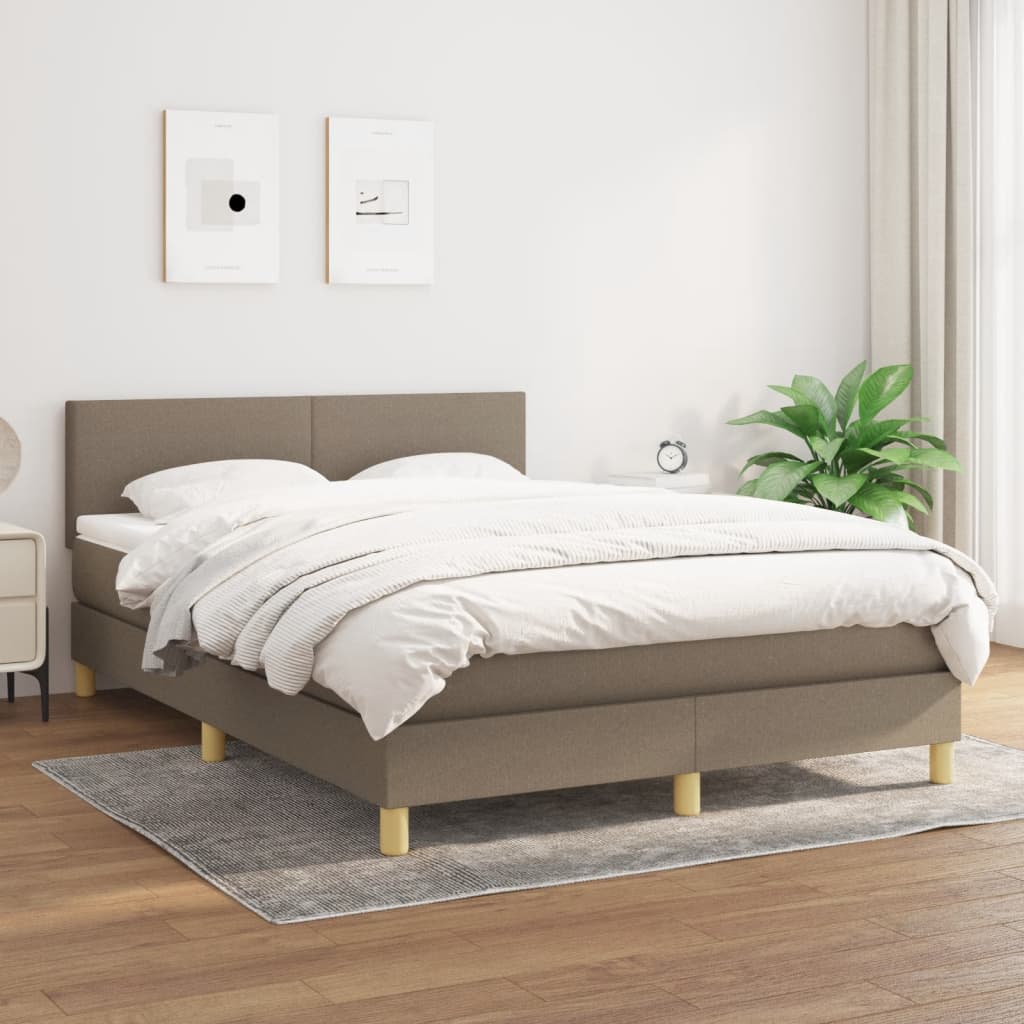 kontinentalseng med madras 140x190 cm stof gråbrun