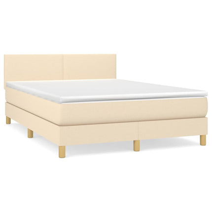 kontinentalseng med madras 140x190 cm stof cremefarvet