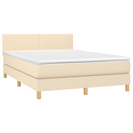 kontinentalseng med madras 140x190 cm stof cremefarvet