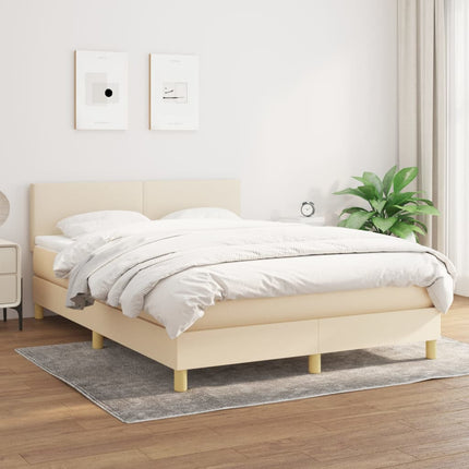 kontinentalseng med madras 140x200 cm stof cremefarvet