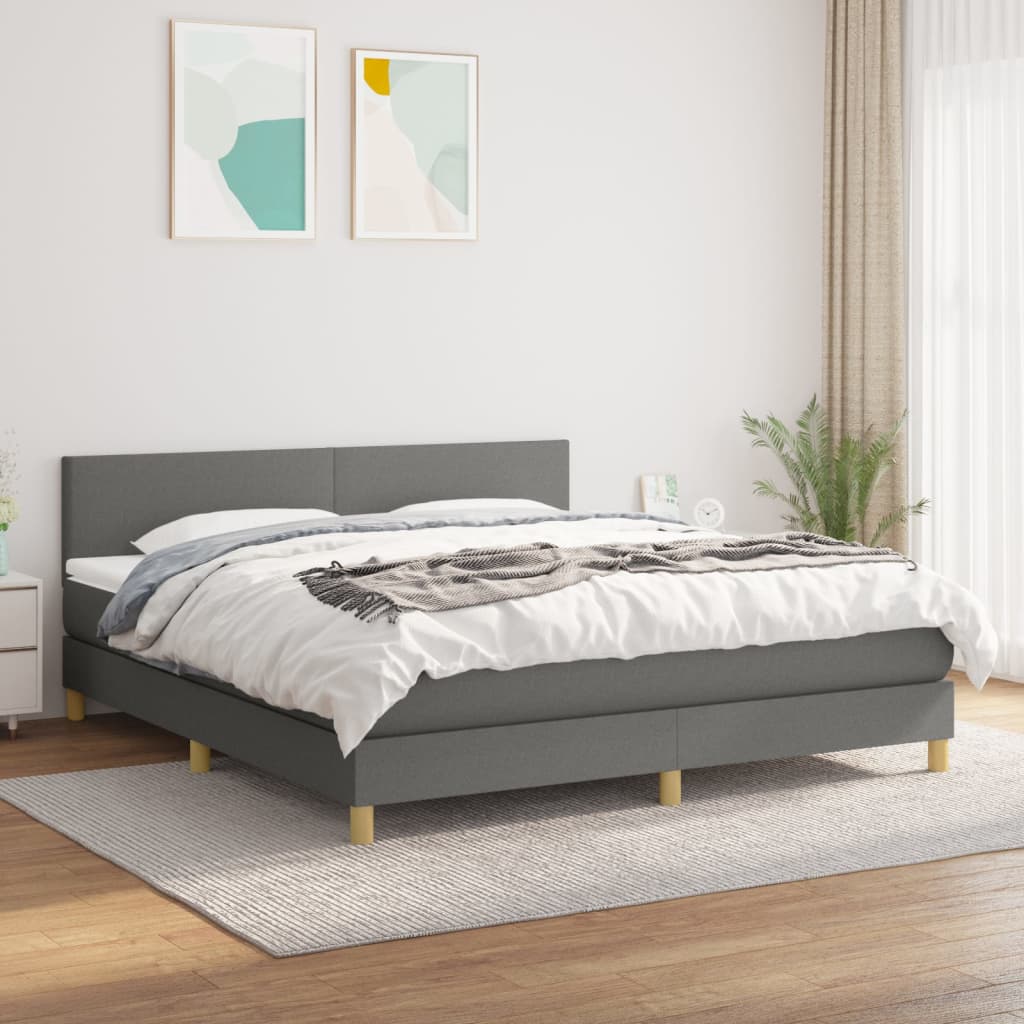 kontinentalseng med madras 180x200 cm stof mørkegrå